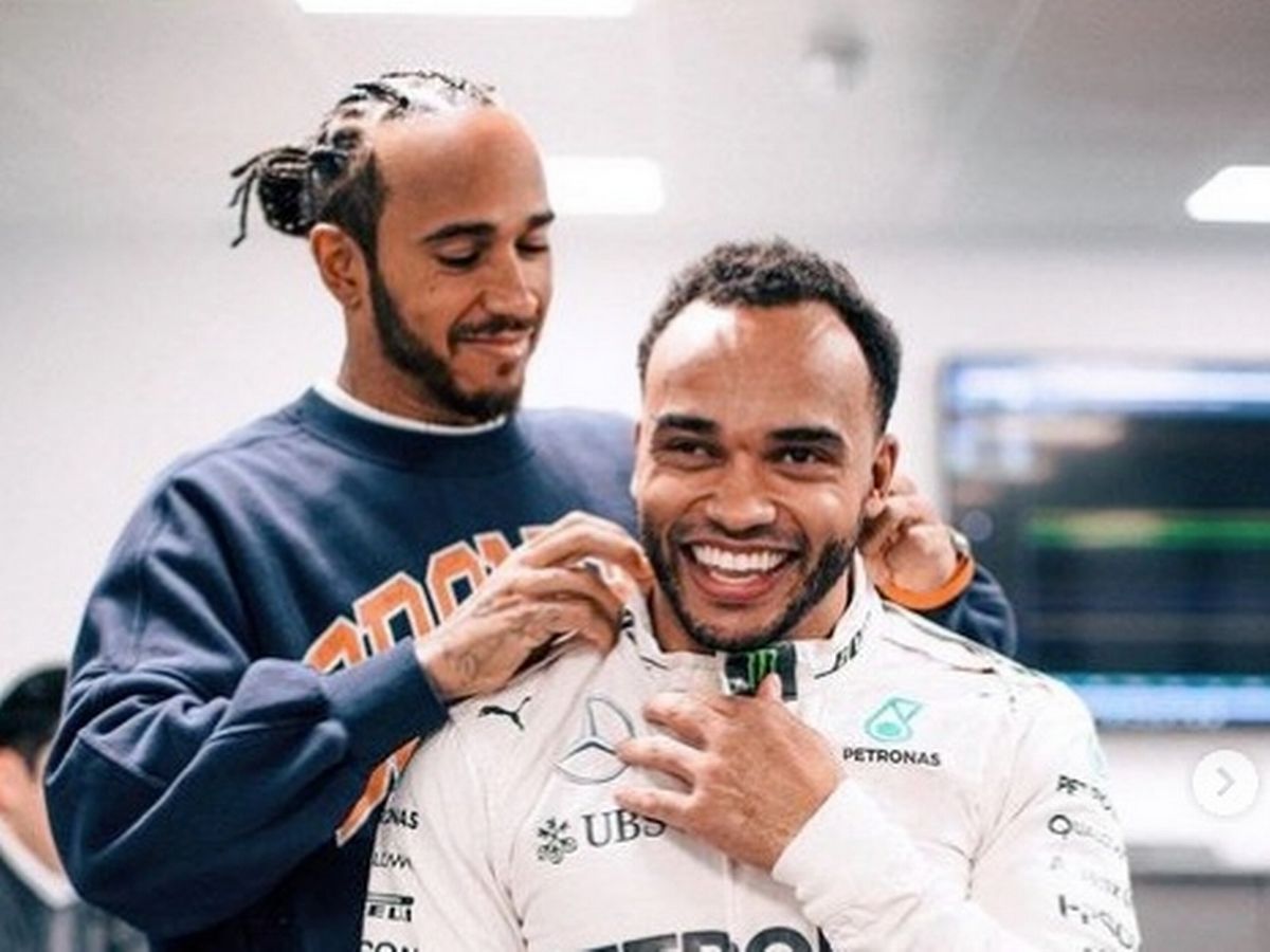 Lewis Hamilton with brother Nicolas