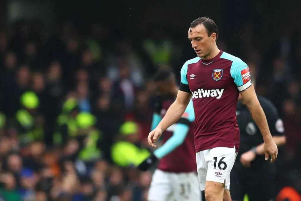 West Ham midfielder Mark Noble walks away in disappointment. (Getty Images)