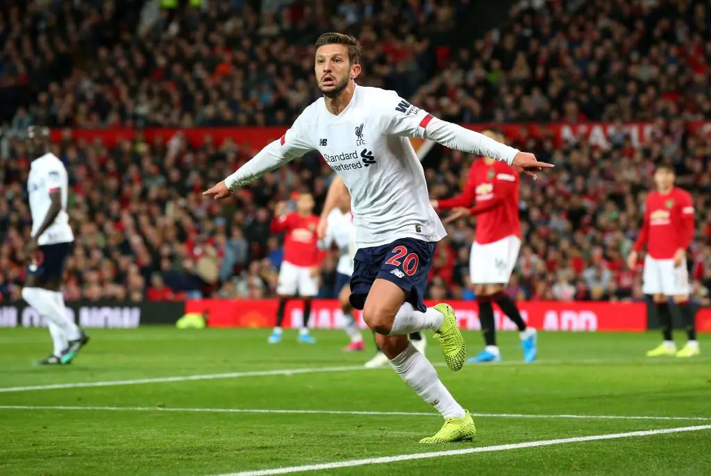 Adam Lallana celebrates after scoring against Manchester United. (Getty Images)