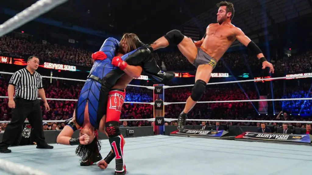 Roderick Strong, AJ Styles and Shinsuke Nakamura in action at Survivor Series