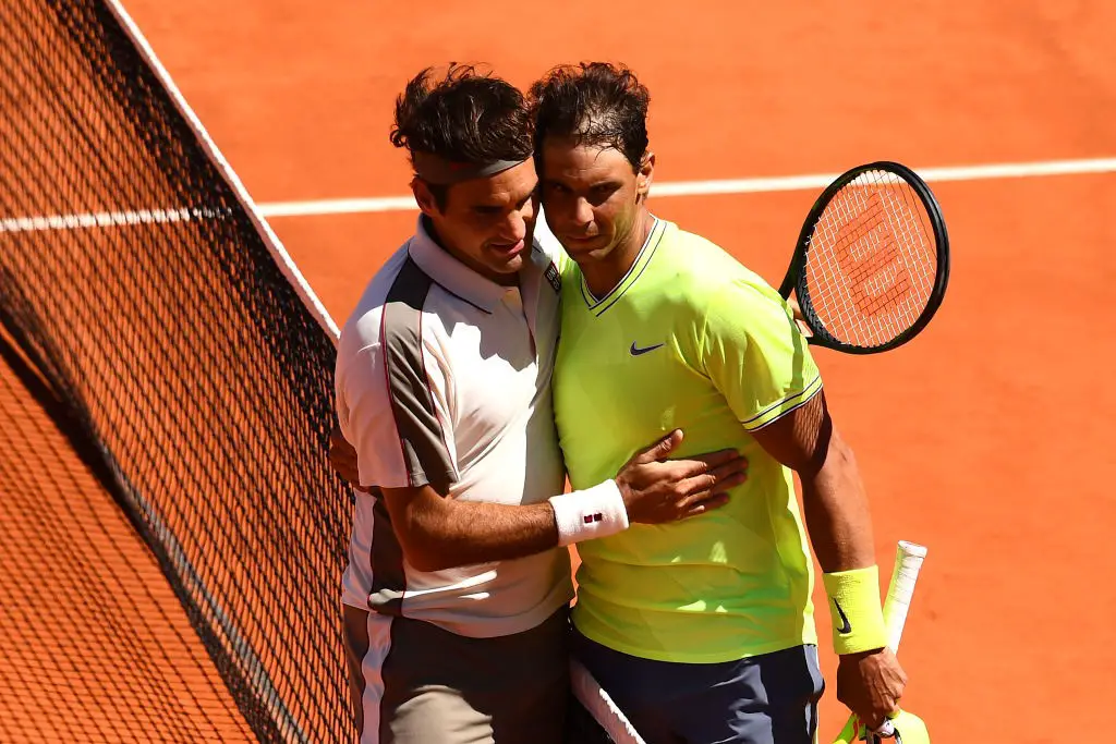 Roger Federer against Rafael Nadal during the French Open