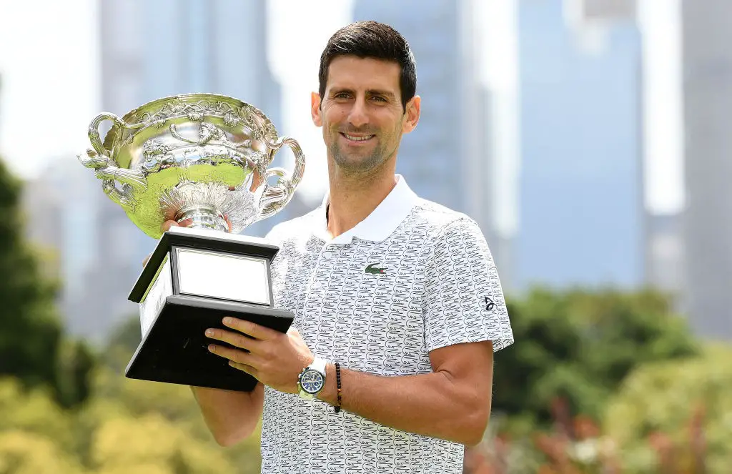 Novak Djokovic after winning the 2020 Australian Open