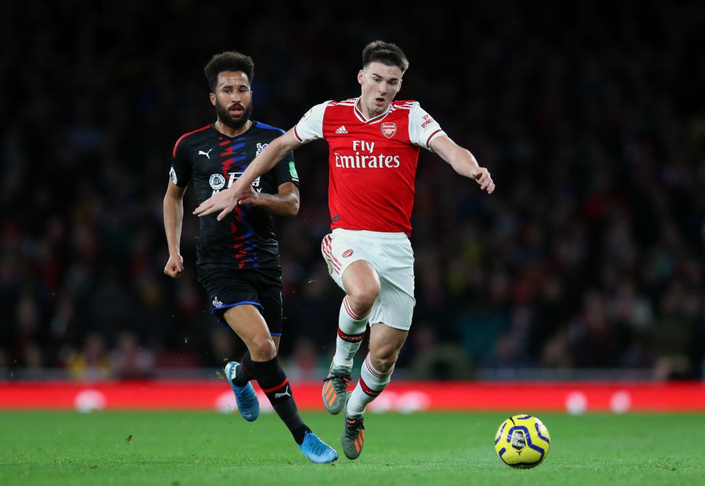 Kieran Tierney (R) in action against Crystal Palace (Getty Images)