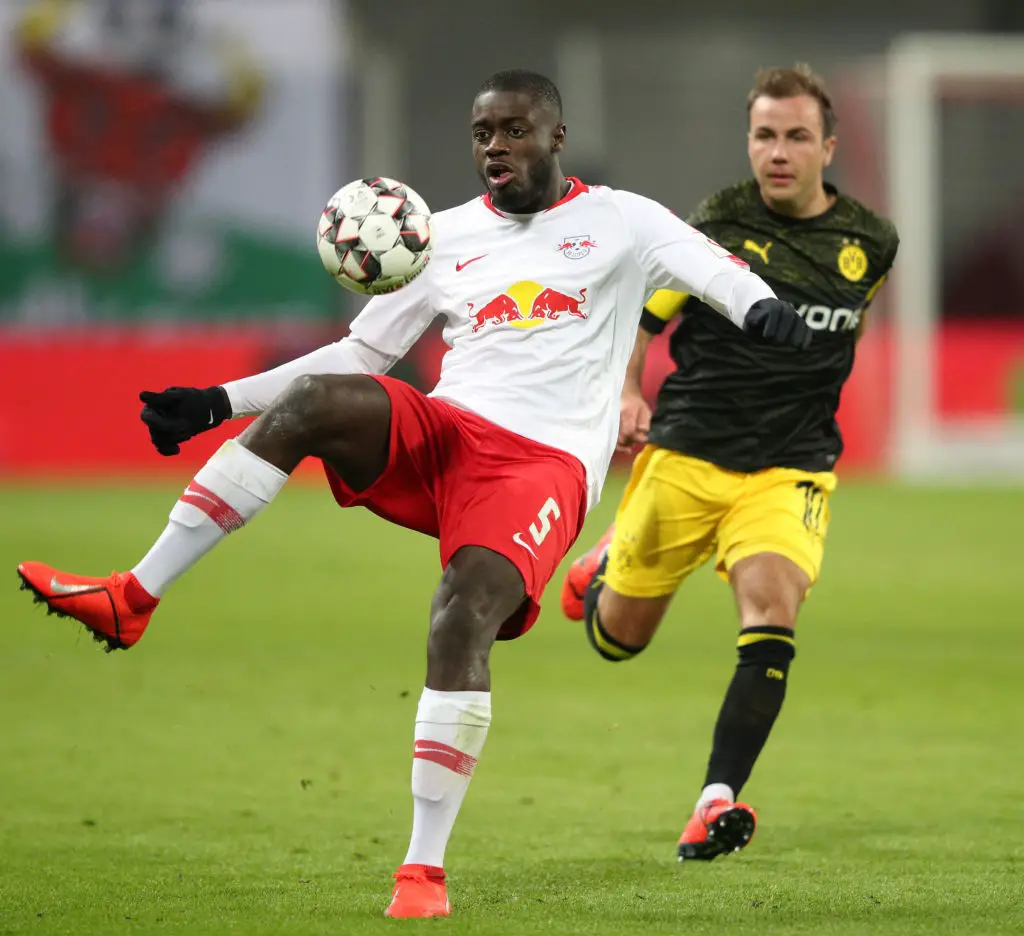Dayot Upamecano (L) in action against Borussia Dortmund (Getty Images)