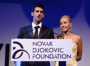 Novak Djokovic, his wife Jelena Djokovic during an event organised by the Novak Djokovic Foundation.