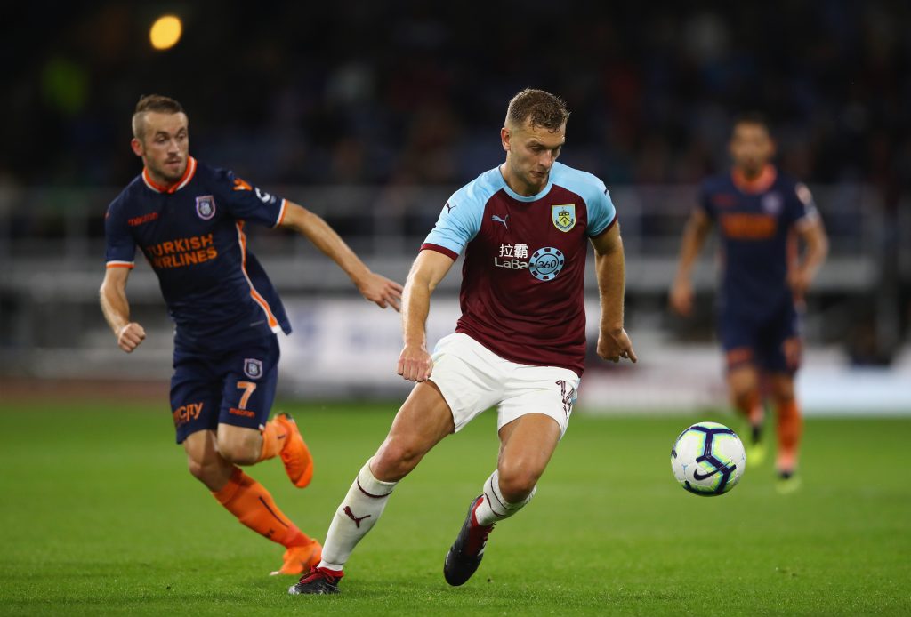 Ben Gibson of Burnley in action during the UEFA Europa League third round qualifier second leg between Burnley and Istanbul Basaksehir at Turf Moor on August 16, 2018 in Burnley, England. (Getty Images)