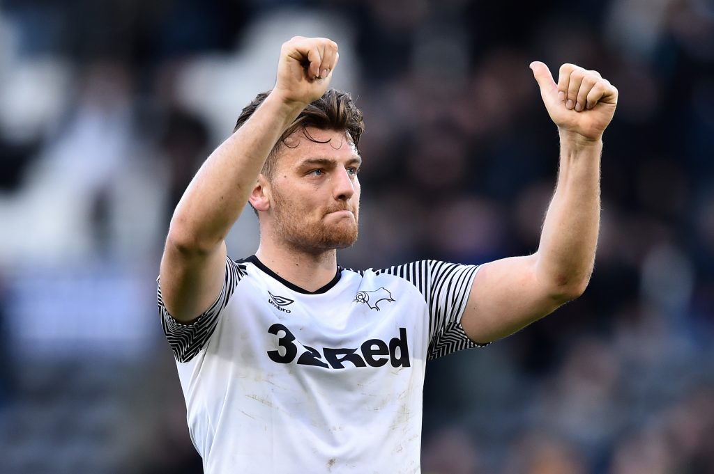Chris Martin of Derby County celebrates after winning the Sky Bet Championship match between Derby County and Blackburn Rovers at Pride Park Stadium on March 08, 2020 in Derby. (Getty Images)