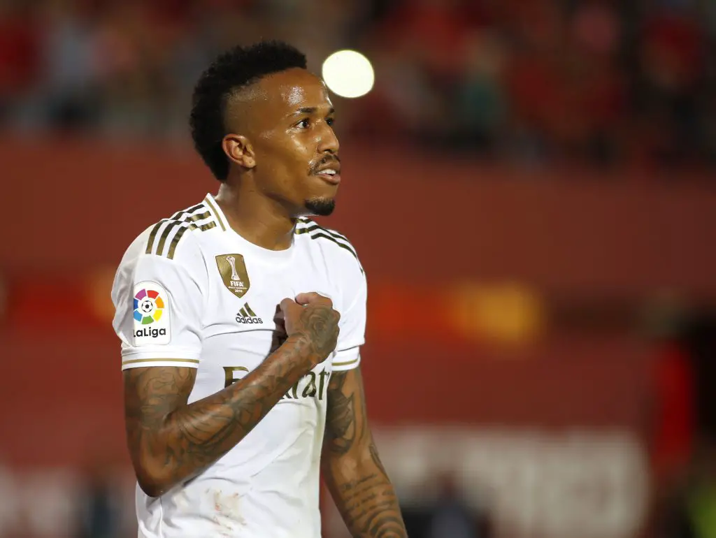 Real Madrid's Brazilian defender Eder Militao gestures during the Spanish league football match RCD Mallorca against Real Madrid CF at the Iberostar estadi stadium in Palma de Mallorca on October 19, 2019. (Getty Images)