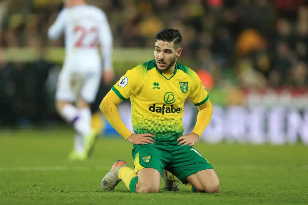 Emiliano Buendia of Norwich City reacts during the Premier League match between Norwich City and Crystal Palace at Carrow Road on January 01, 2020 in Norwich, United Kingdom. (Getty Images)