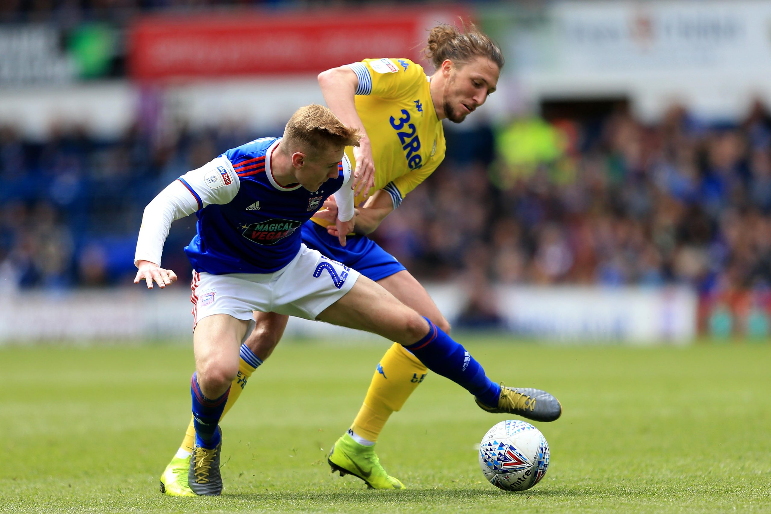 Flynn Downes (L) in action against Leeds United (Getty Images)