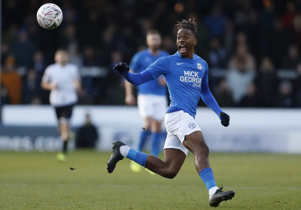 Ivan Toney of Peterborough reacts to his pass of the ball during the FA Cup Second Round match between Peterborough and Dover at Weston Homes Stadium on December 01, 2019. (Getty Images)