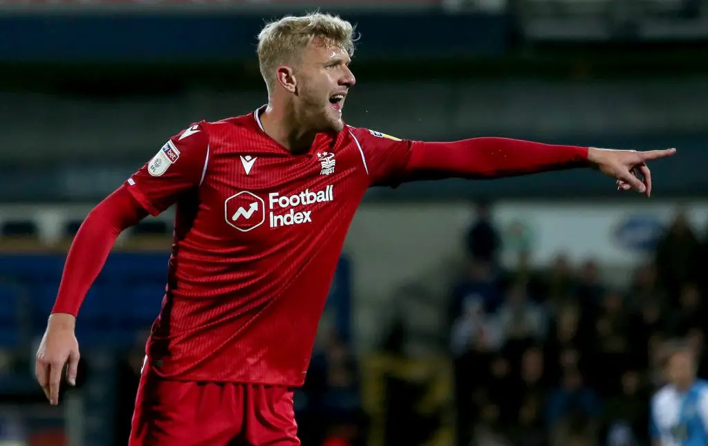 Joe Worrall of Nottingham Forest reacts during the Sky Bet Championship match between Blackburn Rovers and Nottingham Forest at Ewood Park on October 01, 2019 in Blackburn, England. (Getty Images)