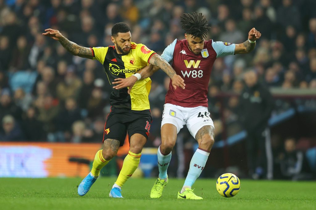 Tyrone Mings (R) in action against Watford (Getty Images)