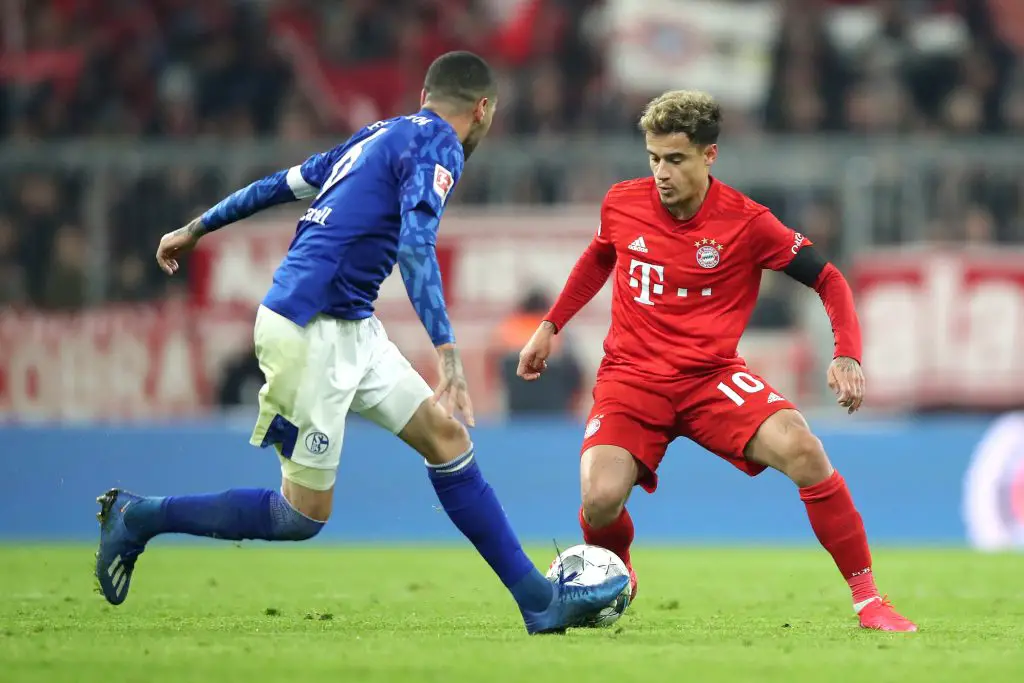 Philippe Coutinho (R) in action against Schalke in the Bundesliga (Getty Images)