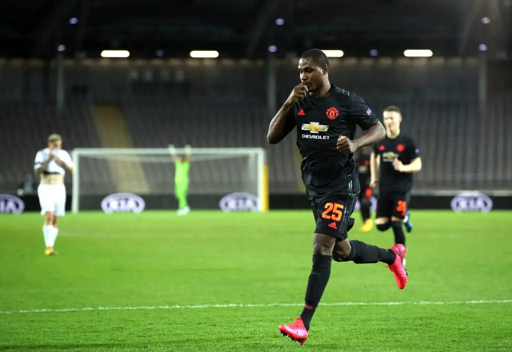 Odion Ighalo celebrates after scoring against LASK in the Europa League. (Getty Images)