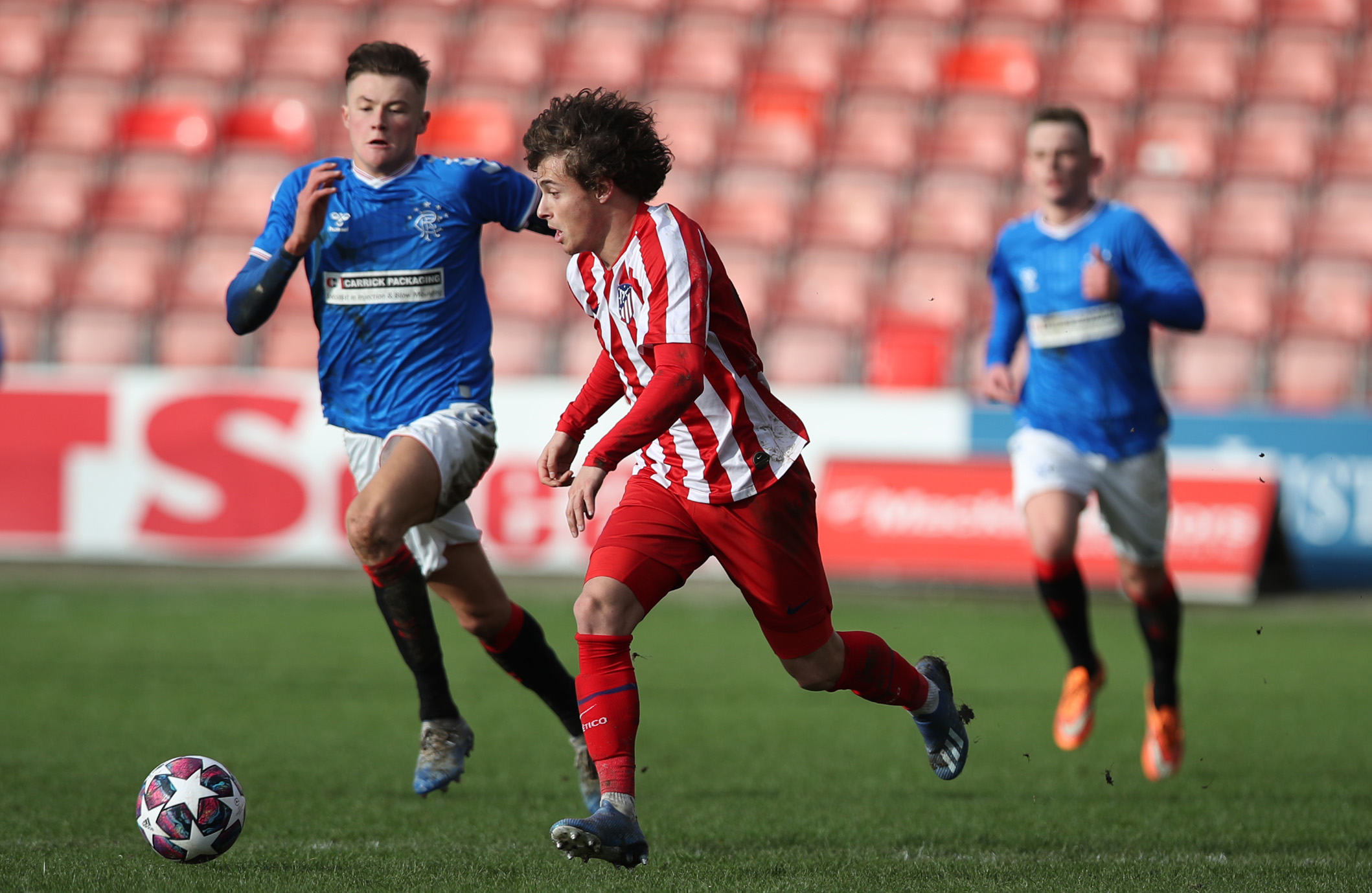 Rodrigo Riquelme (C) of Atletico Madrid in action against Rangers U19 in the UEFA Youth League (Getty Images)