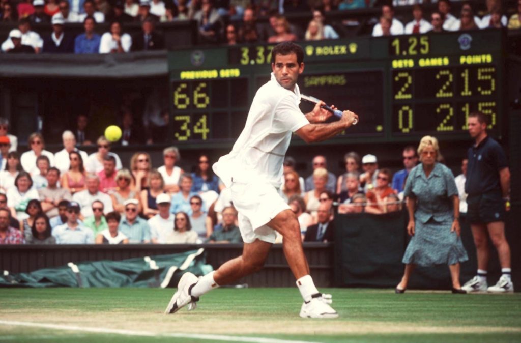 Pete Sampras during the 1999 Wimbledon Championships. (Getty Images)