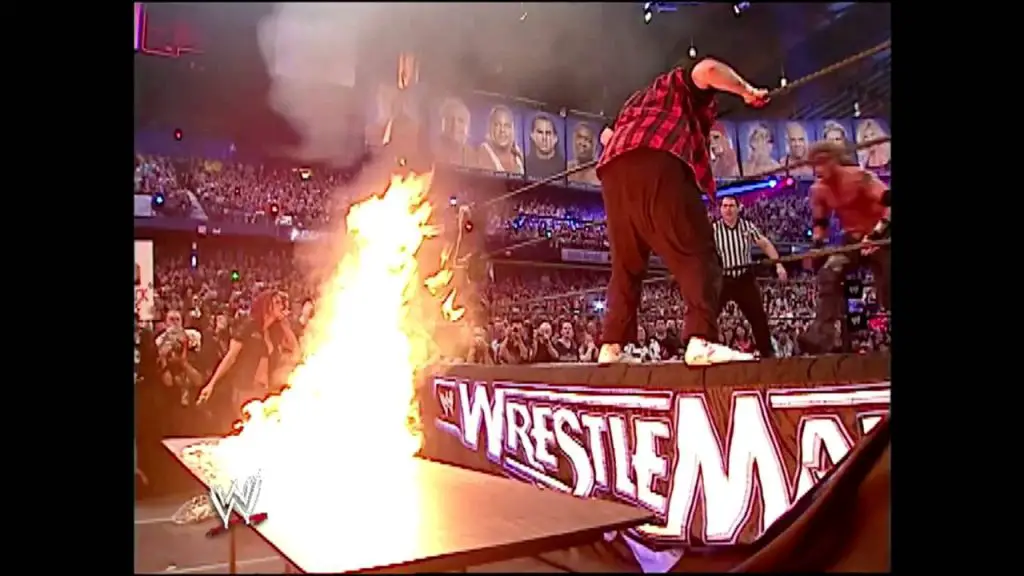 Edge and Mick Foley during WrestleMania 22
