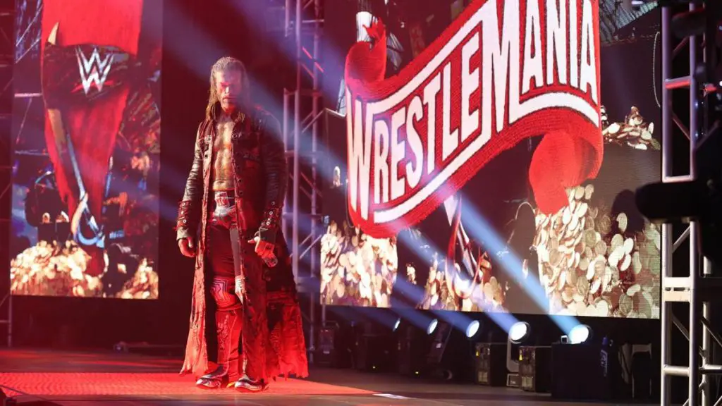 Edge comes out during his WWE WrestleMania 36 match