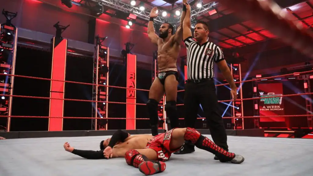 Jinder Mahal in action during RAW. (WWE)