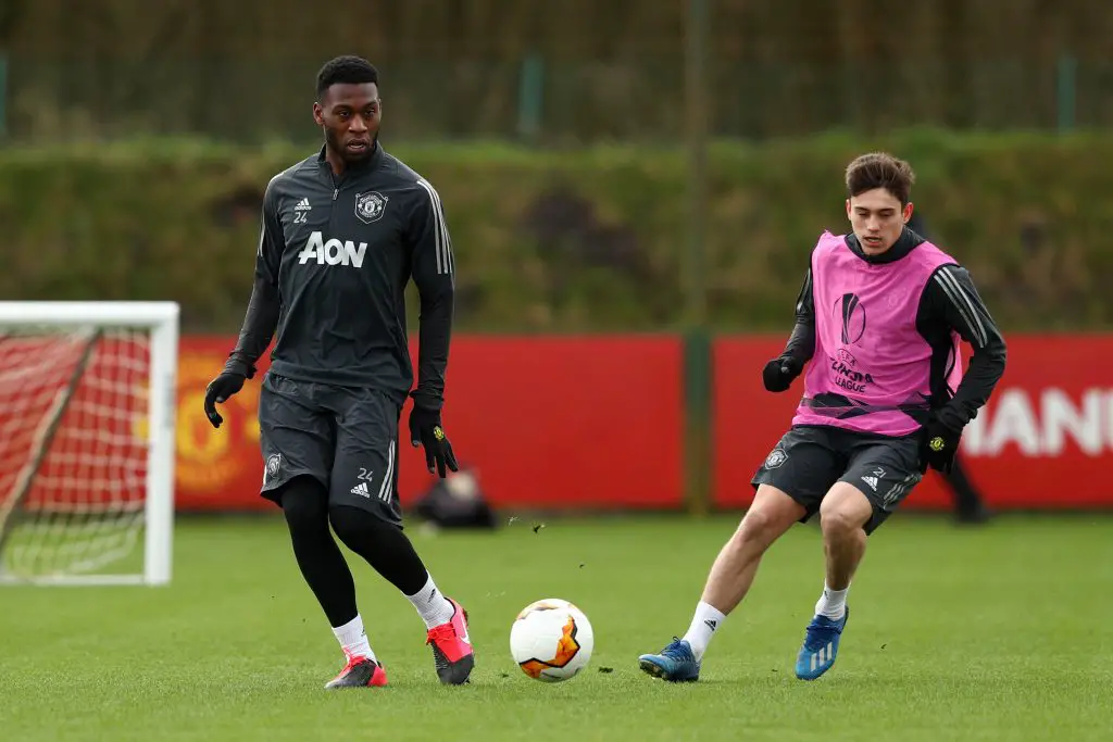 Daniel James of Manchester United in action during a training session.