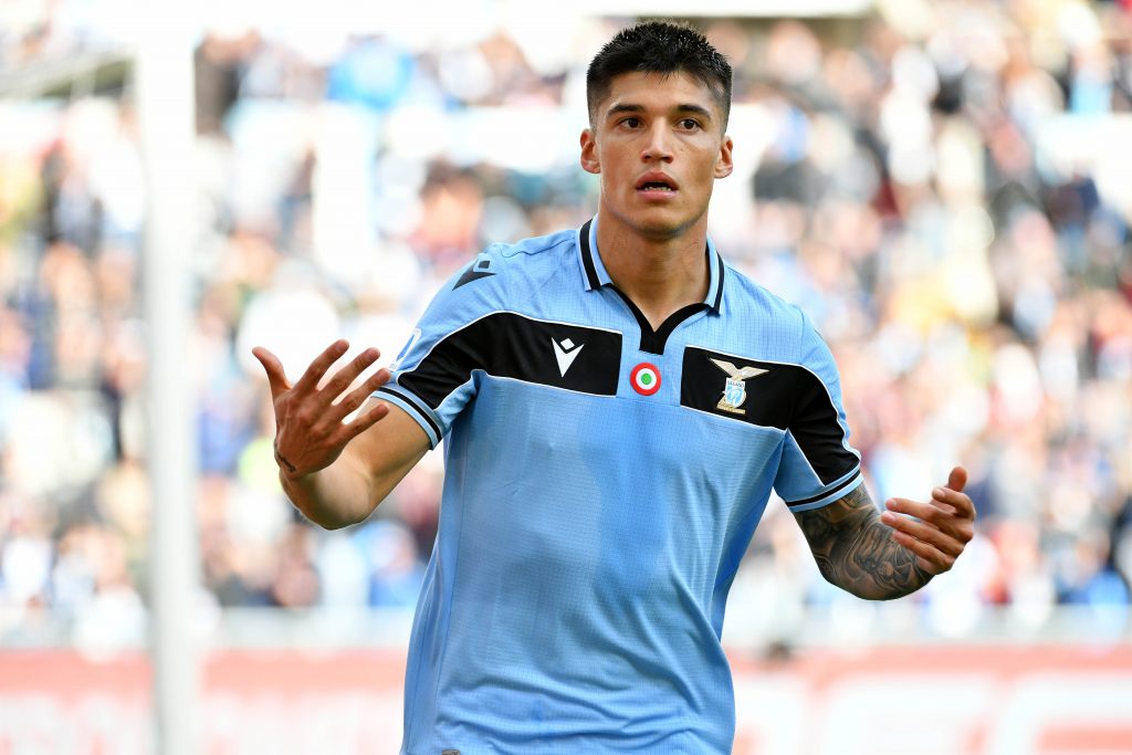 Joaquin Correa of Lazio celebrates after scoring a goal in the Serie A match against Bologna FC.