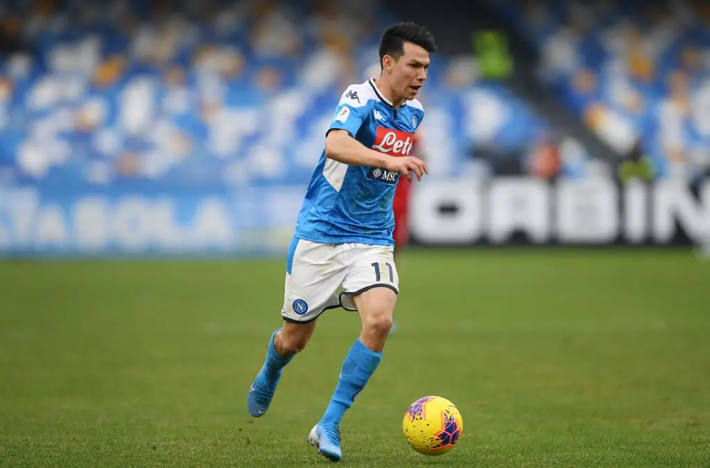Hirving Lozano in action for Napoli in the Serie A.