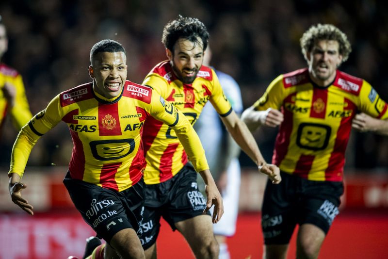 Aster Vranckx (L) celebrates after scoring