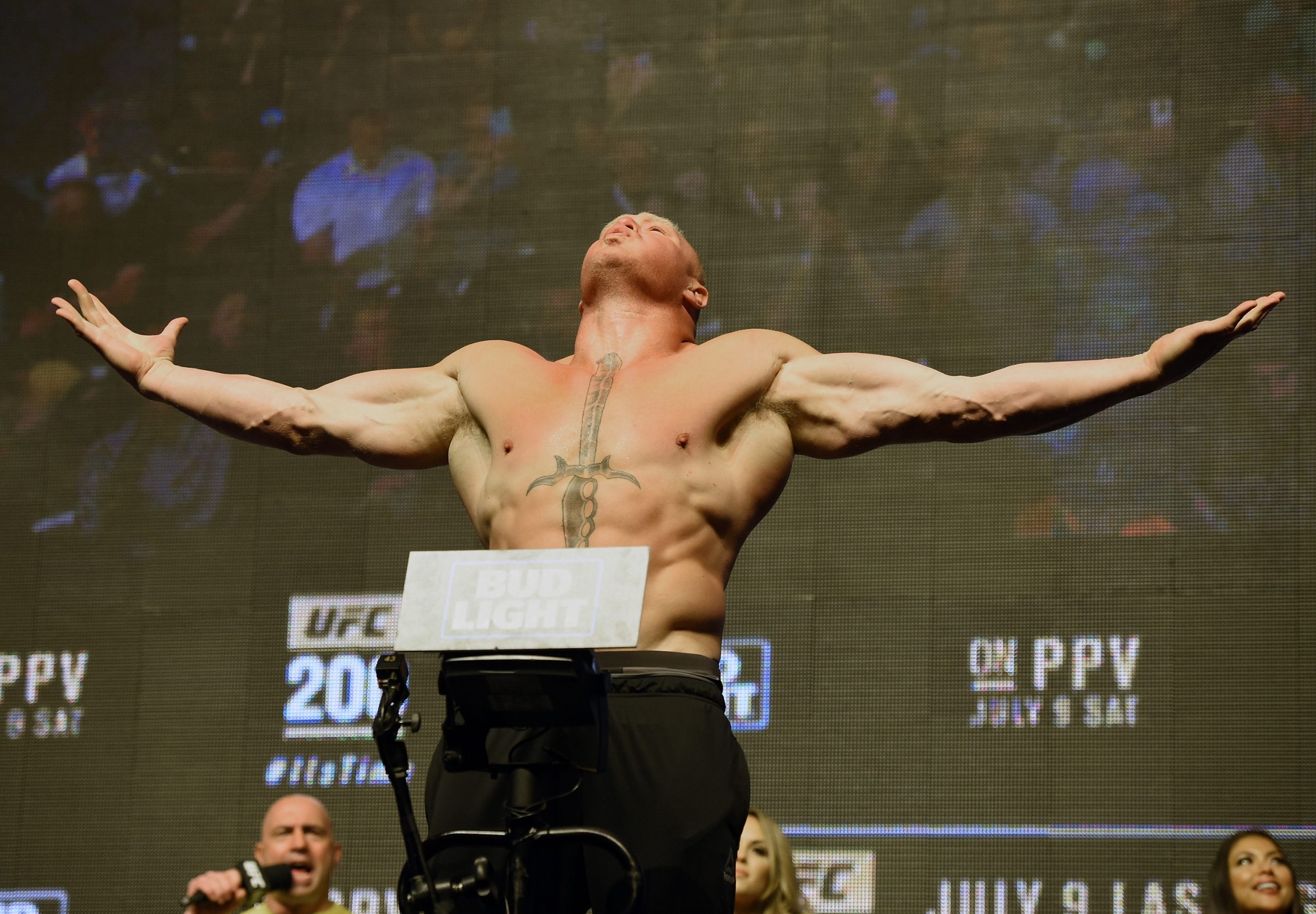Brock Lesnar won the UFC Heavyweight title after moving to the MMA promotion
