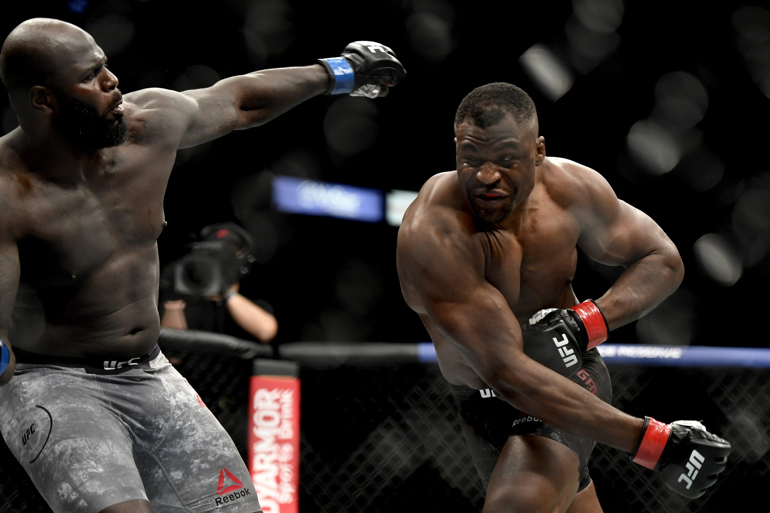 Francis Ngannou checks up on KO'd Jairzinho Rozenstruik at UFC 249