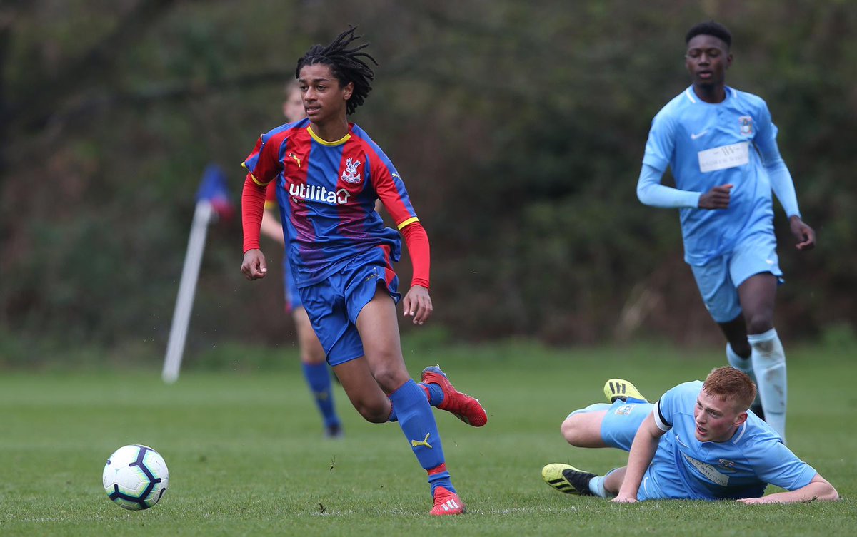Leeds would be quite smart to invest their money on this rising 16-year-old starlet and here's why 2 Jadan Raymond (L) in action for Crystal Palace's U18 squad (Image credit: Google)