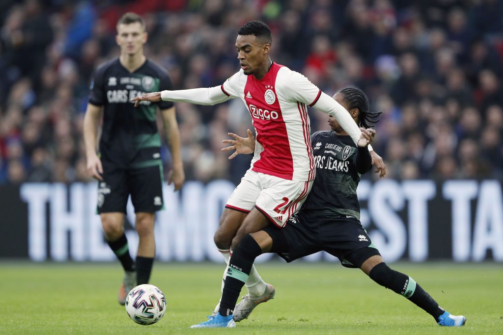 Ajax midfielder Ryan Gravenberch (left) broke in to Ajax's senior team back in 2019.