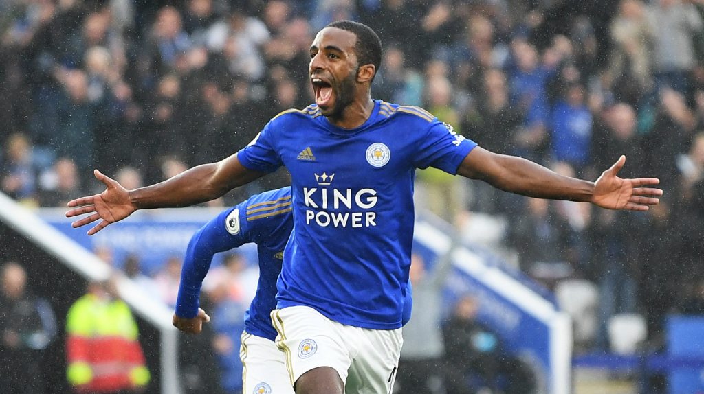 Ricardo Pereira celebrates after scoring a goal