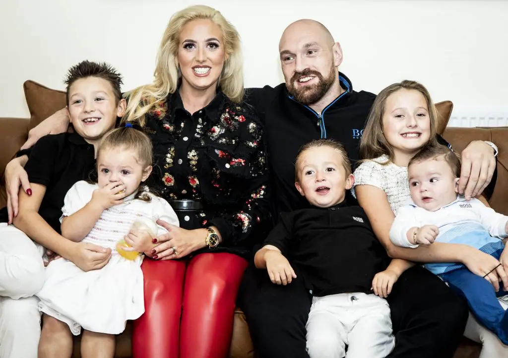 Fury with his wife and children