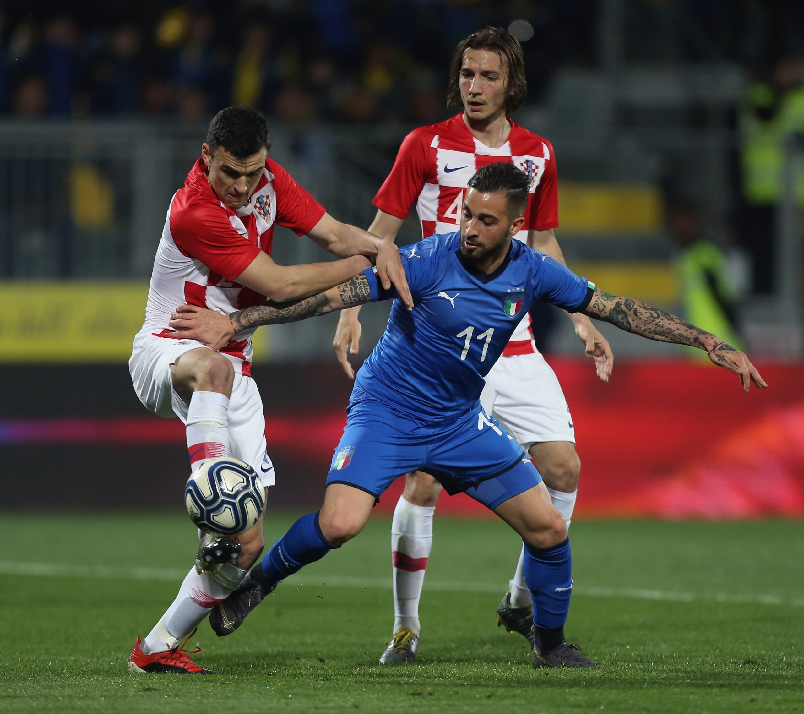 Branimir Kalaica (L) in action against Italy U21 (Getty Images)