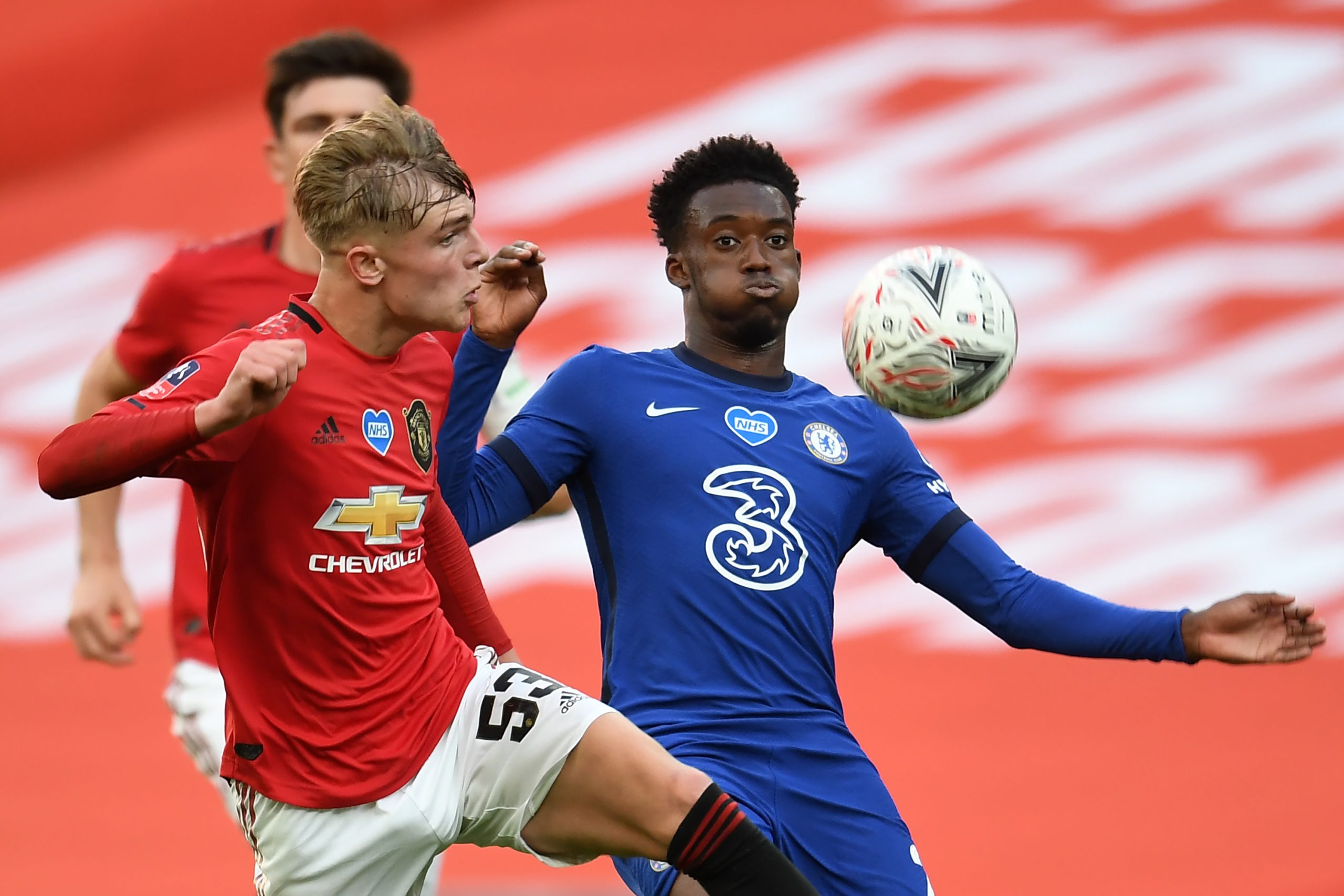 Callum Hudson-Odoi (R) in action against Manchester United (Getty Images)