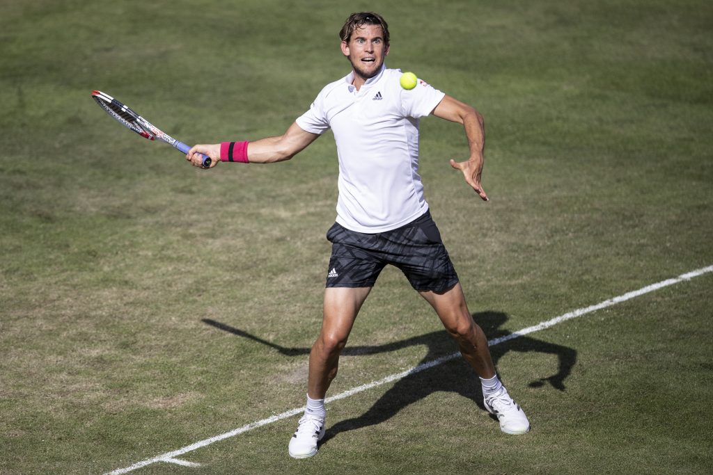 Dominic Thiem of Austria plays against Jannik Sinner of Italy during the semi-final match on Tuesday.