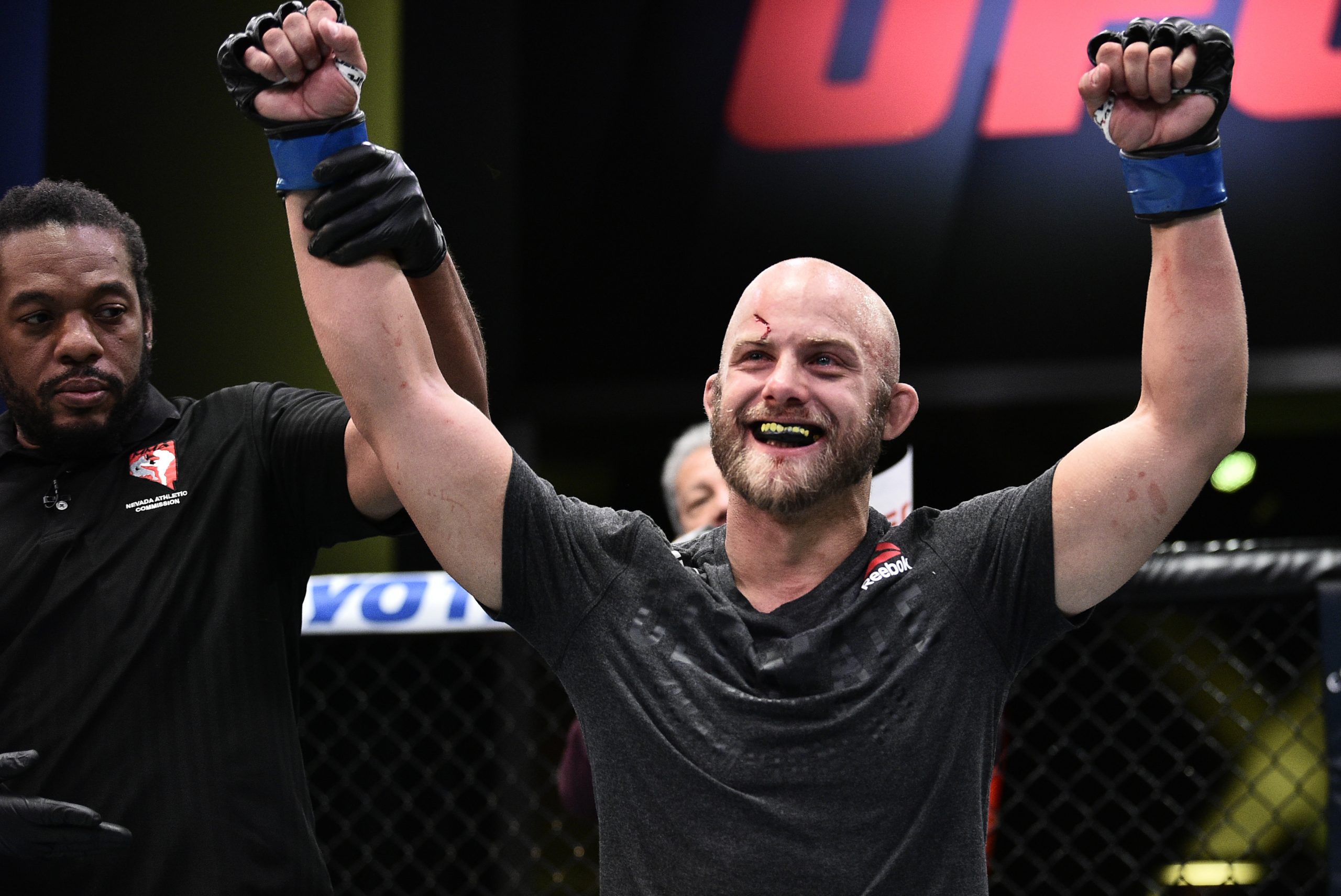 Justin Jaynes celebrates his win over Frank Camacho