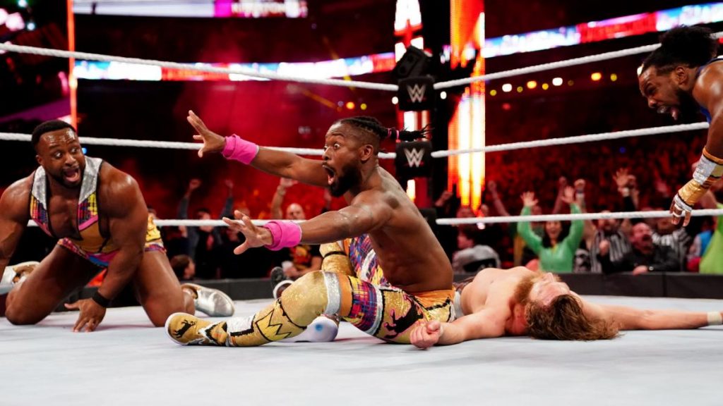 Kofi Kingston reacts after defeating Daniel Bryan