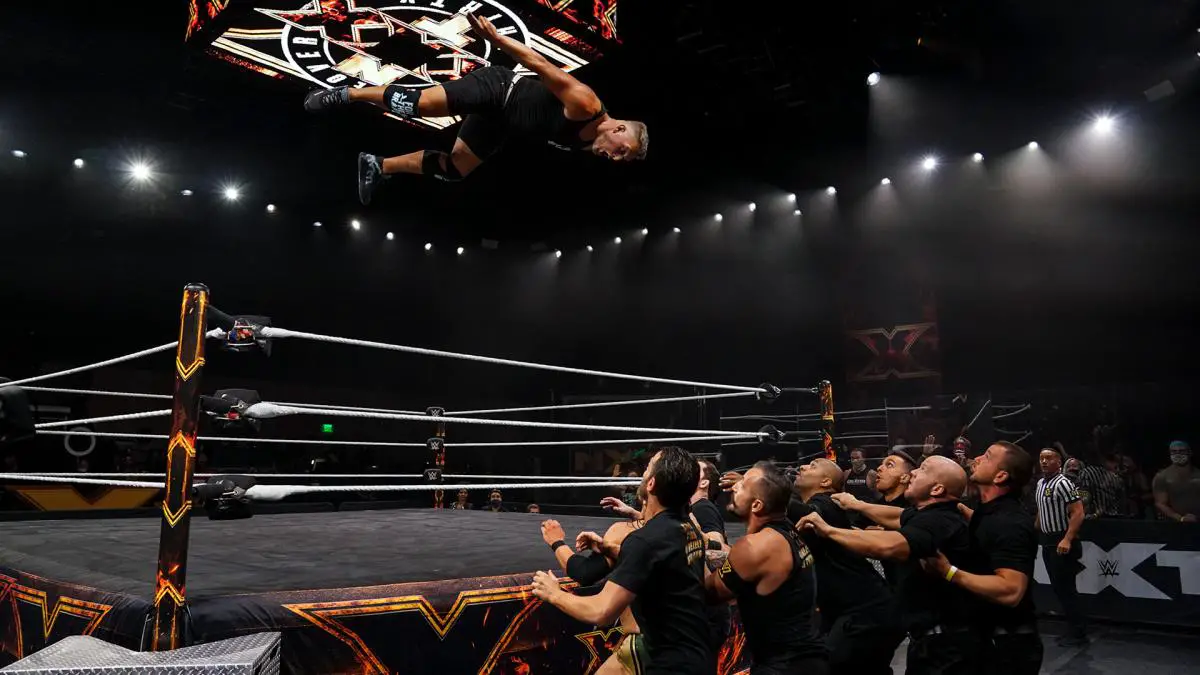 Pat McAfee soars through the air at NXT TakeOver: XXX