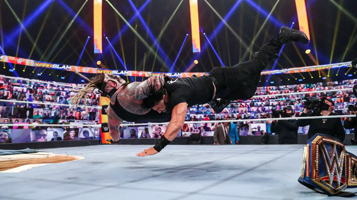 Roman Reigns spears the Fiend at SummerSlam