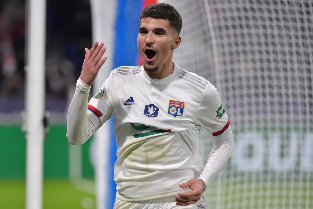 Houssem Aouar celebrates after scoring a goal (Getty Images)