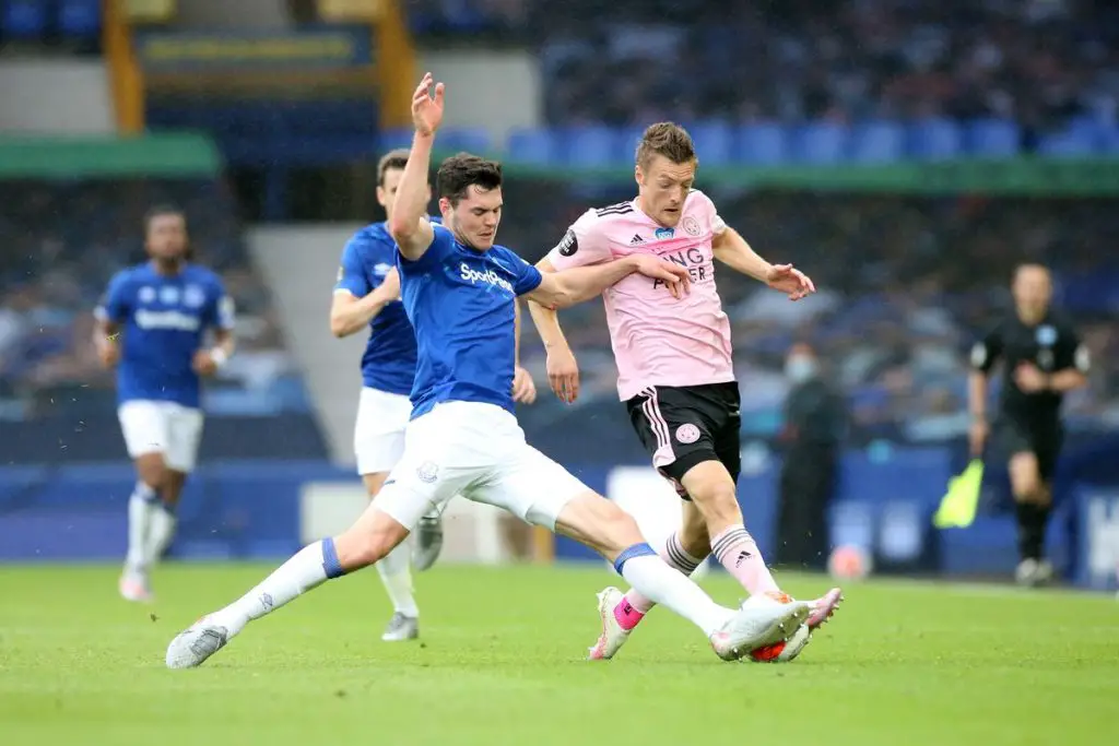 Michael Keane (L) in action against Leicester City (Image credit: Google)