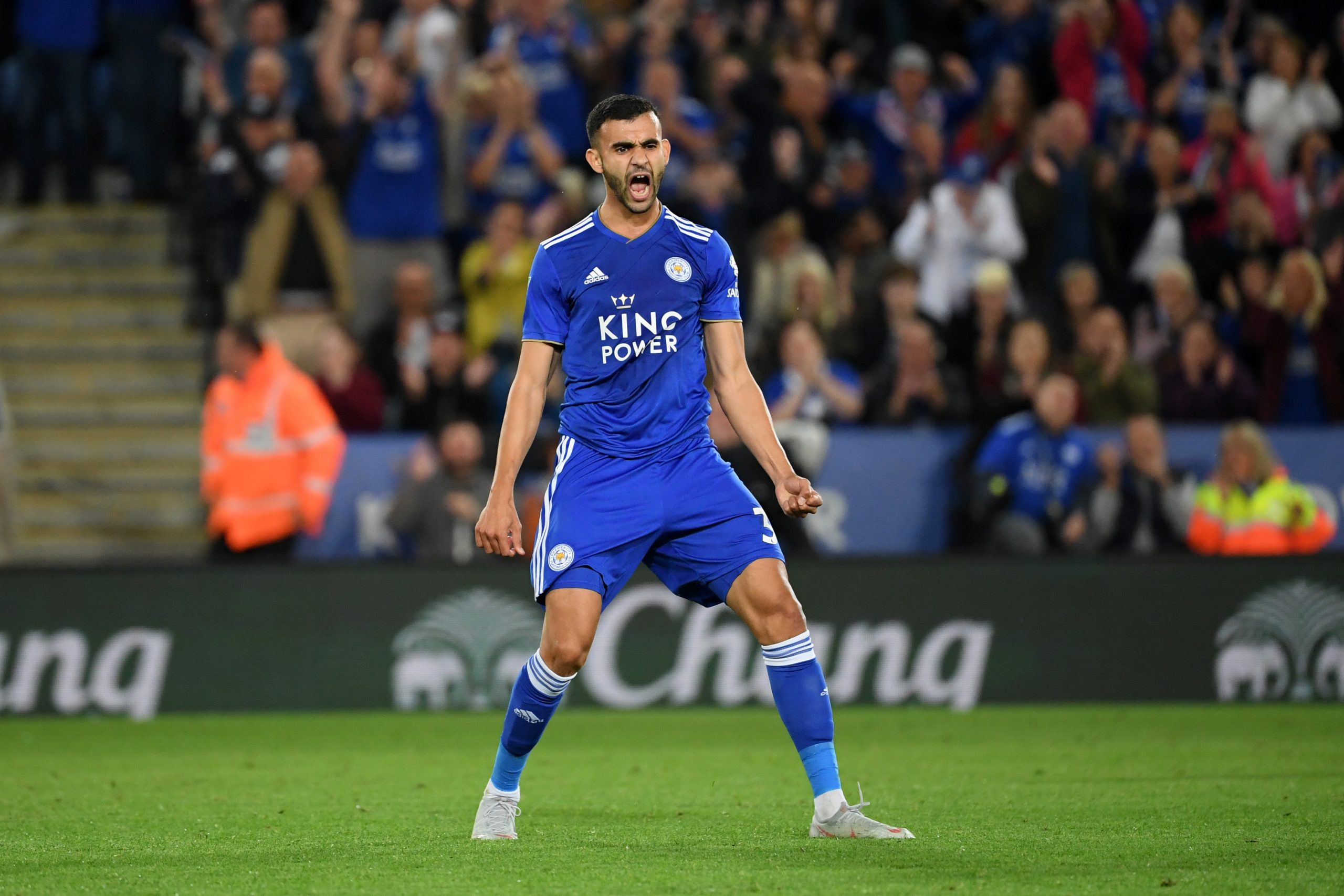 Rachid Ghezzal playing for Leicester City in the Carabao Cup in the 2018-19 season.