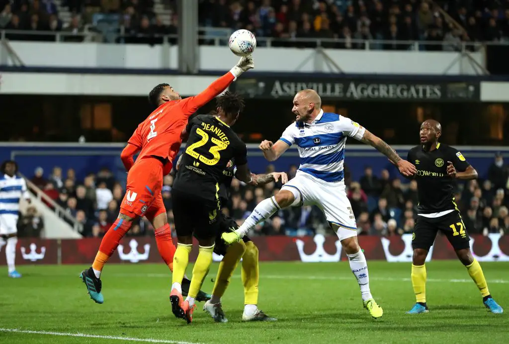 David Raya (L) in action against QPR (Getty Images)