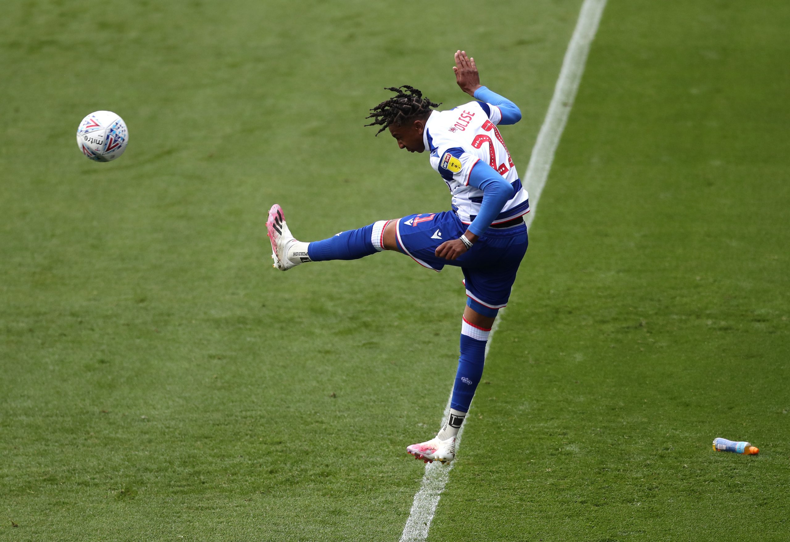 Michael Olise of Reading heads the ball during the Championship match against Middlesbrough last month.