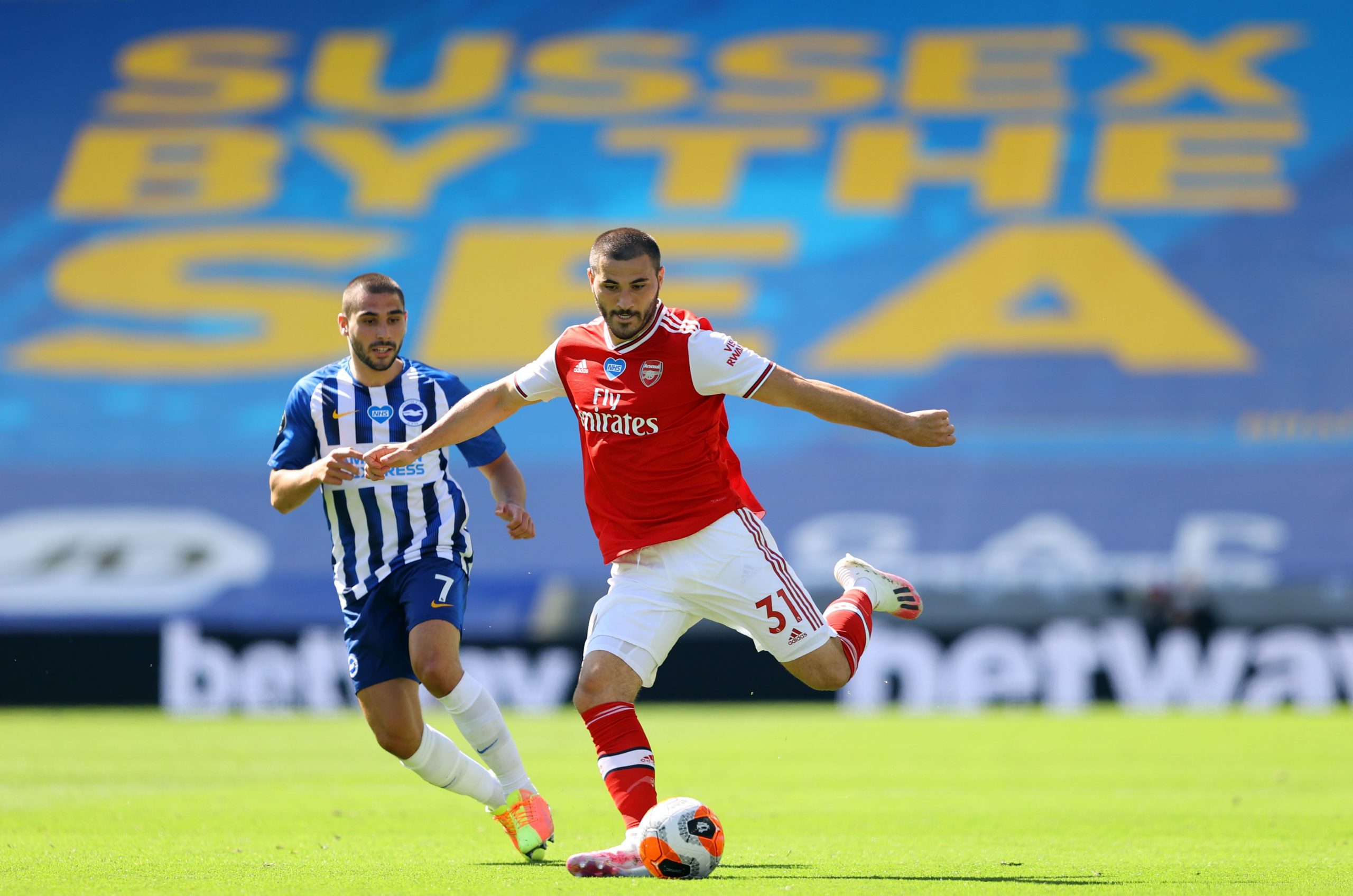 Sead Kolasinac (R) in action against Brighton (Getty Images)