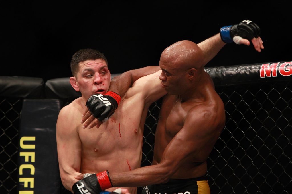 Nick Diaz in action against Anderson Silva