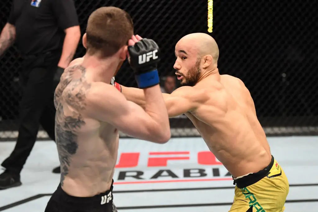 Marlon Moraes was beaten by Cory Sandhagen and Marc Goddard stopped the fight early