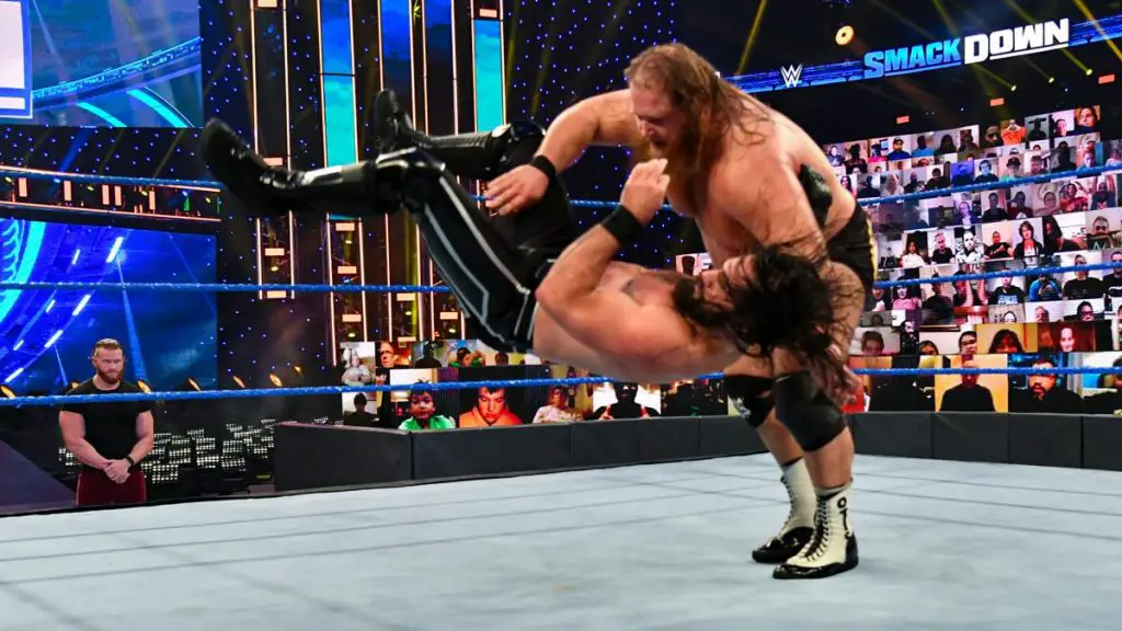 Otis in action against Roman Reigns on SmackDown. (WWE)
